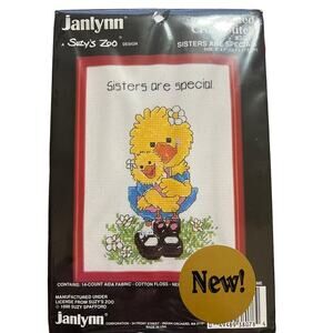 NWT Janlynn Counted Cross Stitch 'Sisters are Special" Complete Kit